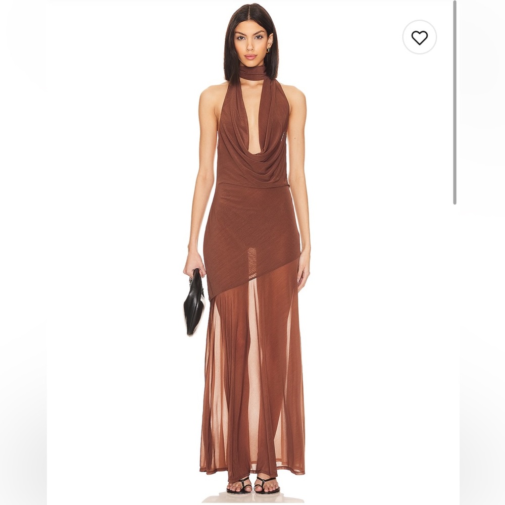 LPA Brown Sheer Maxi Dress